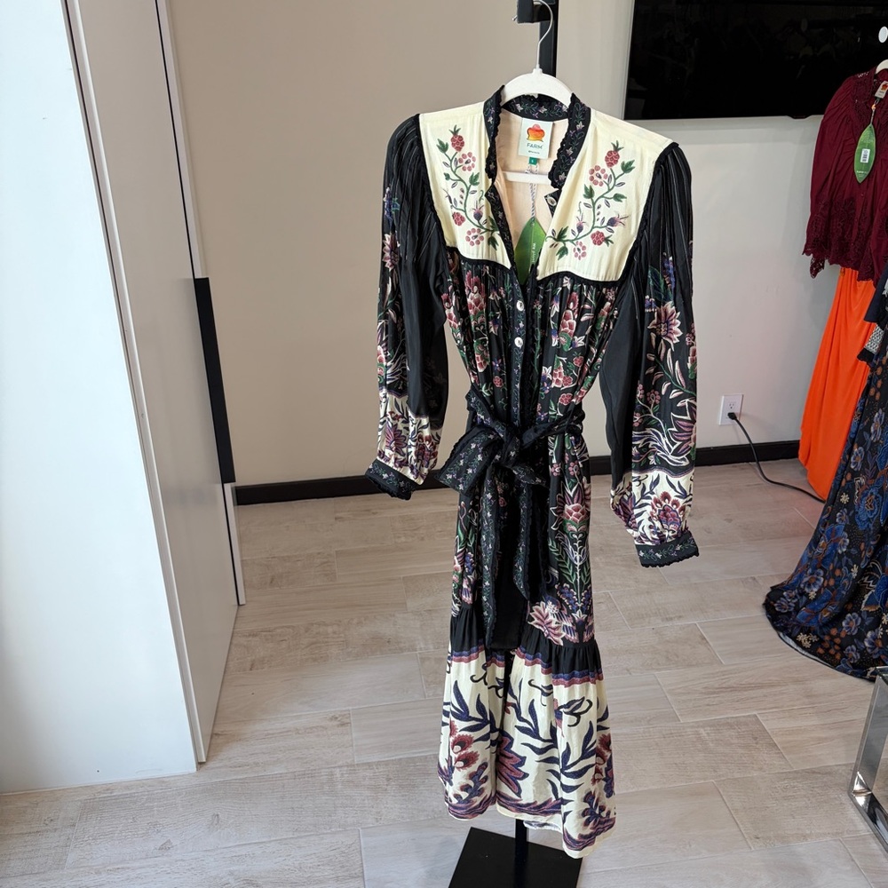 Farm Rio: Black Marvelous Garden Long Sleeve Maxi Dress - Picture 10 of 12